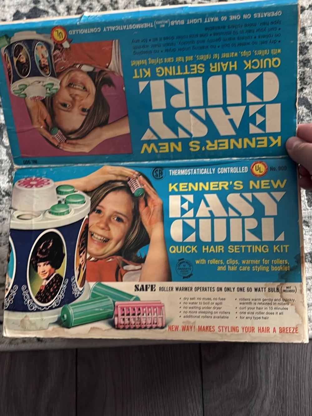 1968 Kenner's New Easy Curl Quick Hair Setting Kit - Blue & Pink